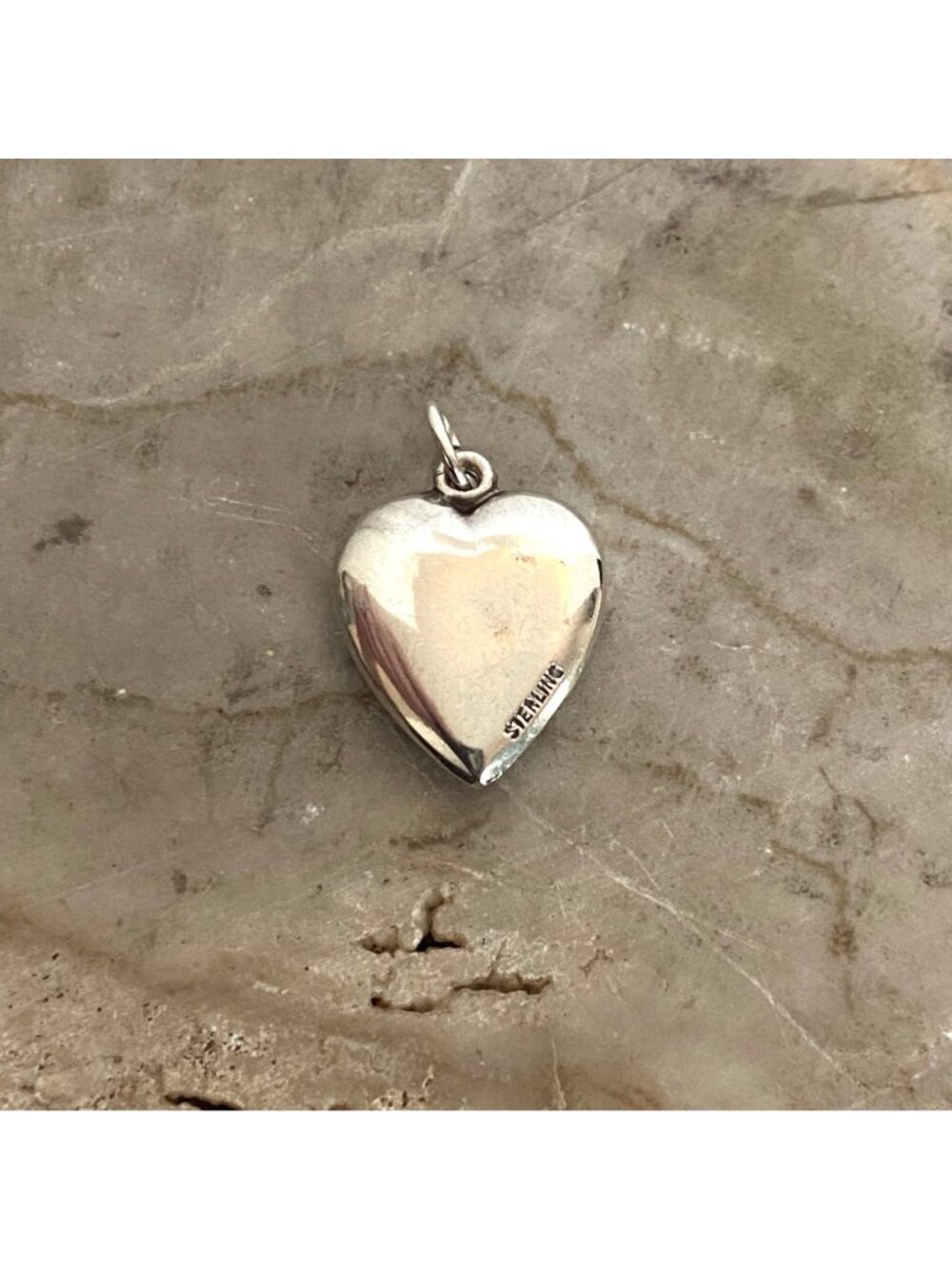 VTG Sterling Silver 925 Repousse Puffy Heart Sweetheart Charm Pendant - Picture 12 of 16